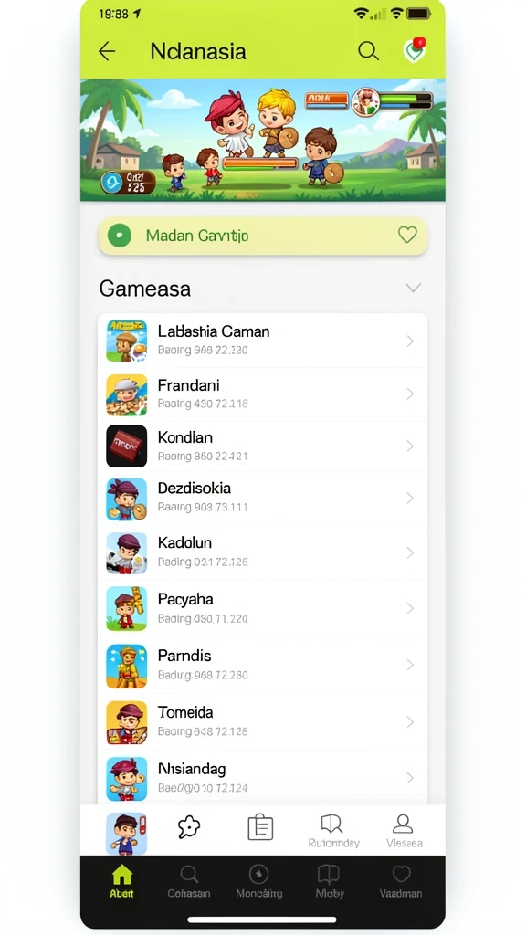 Screenshot 1 menunjukkan karakter utama dalam aksi.